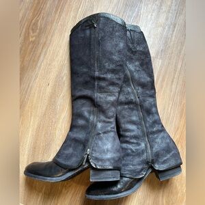 Black Knee-High Boots with Zipper